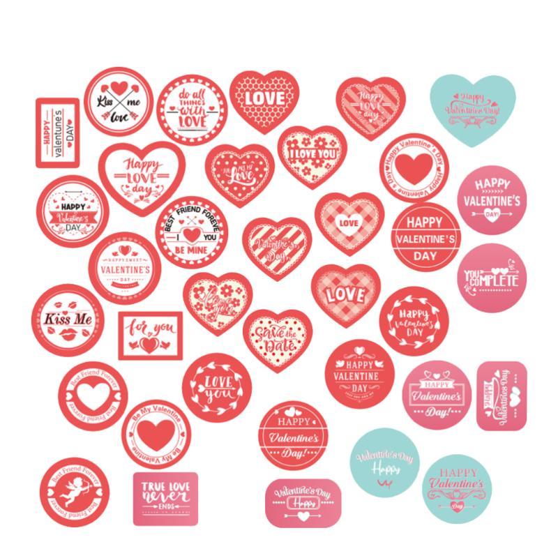 

20 Sheets Valentine's Day Wrapping Stickers Heart-shaped Gift Decorative Stickers Valentine's Day Themed Self-adhesive