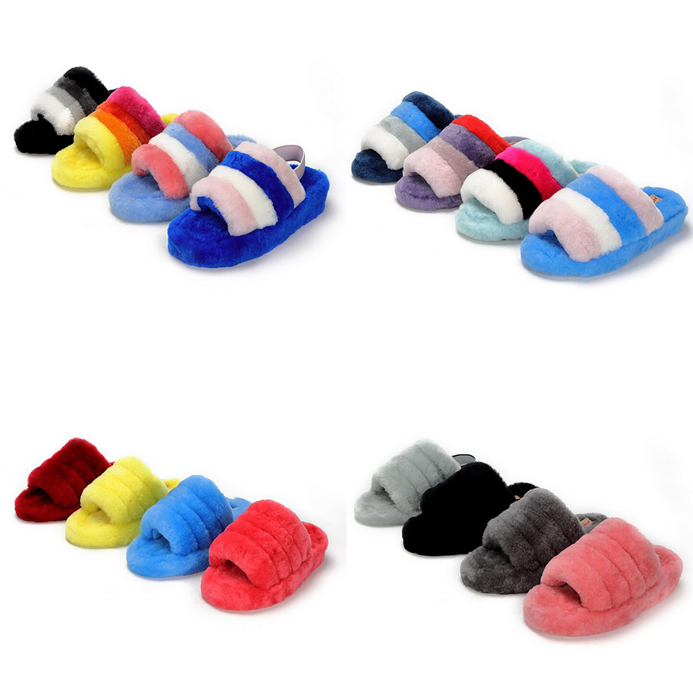 

Designer Women Winter Slippers Plush Tie Dye Autumn Casual Colorful Platforms Cotton Slippers Home Womens Outdoor Slides Flip Flops Sandals, Black