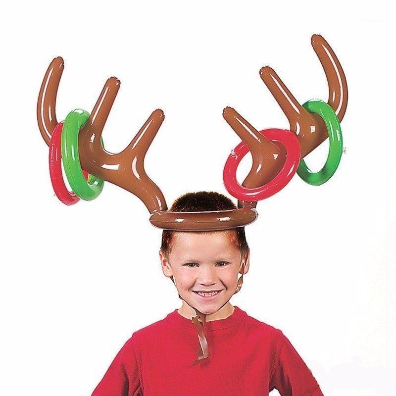 

5pcs/Set Santa Funny Reindeer Antler Christmas Toy Children Kids Headgear Inflatable Hat Ring Toss Christmas Supplies Toys1