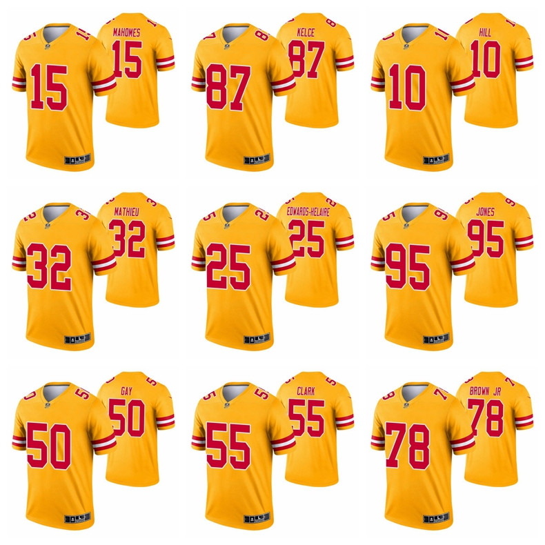 

15 Patrick Mahomes 87 Travis Kelce 10 Hill 32 Mathieu Kansa City Super Chief Men Yellow Limited Football Jersey Bowl, Black