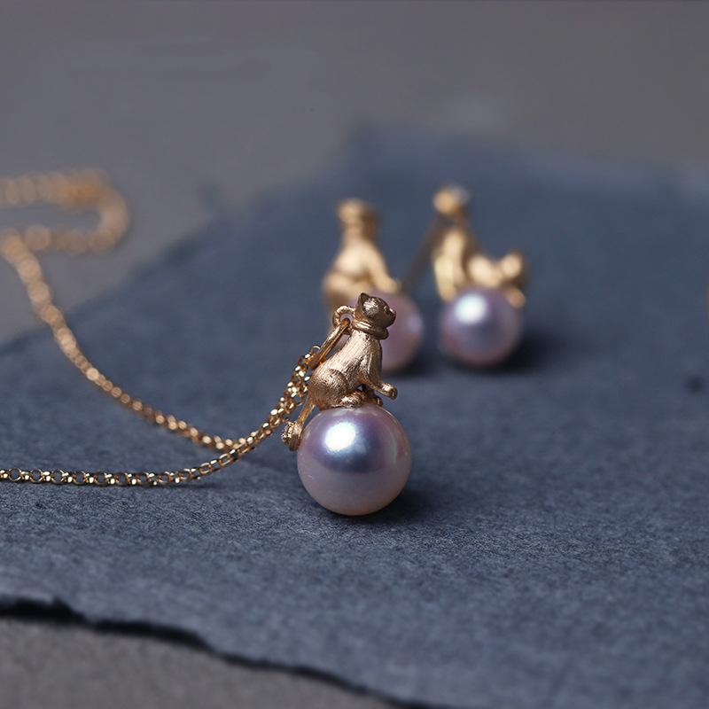 

Linmouge 2020 New Cat Pearl Gold-plated Pendant Necklace Fine Jewelry For Woemn Cute Sweet Kitten Trendy Unique Party Gift FN6