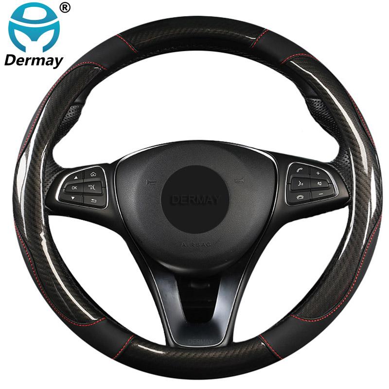 

7 Colors Car Steering Wheel Cover Carbon Fiber Non-slip Wear Resistant Volant Auto Car Styling Funda Volante Accessories