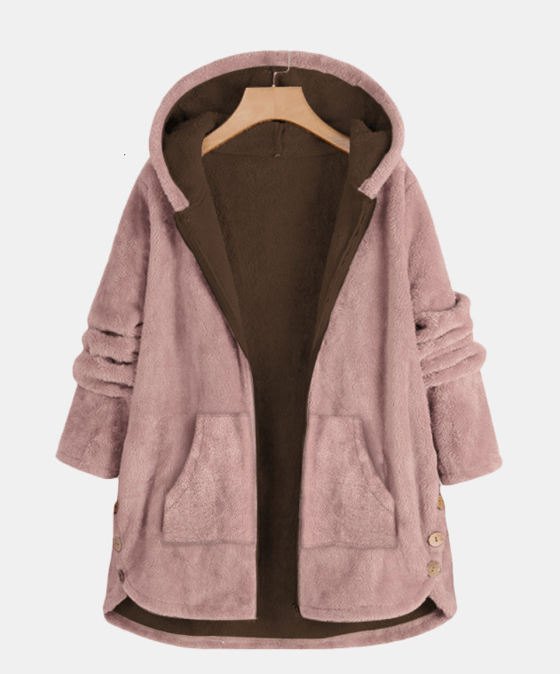 

2021 Cross-border Autumn and New Winter Long Loose More velvet Women's Clothes 7KEX, Pink