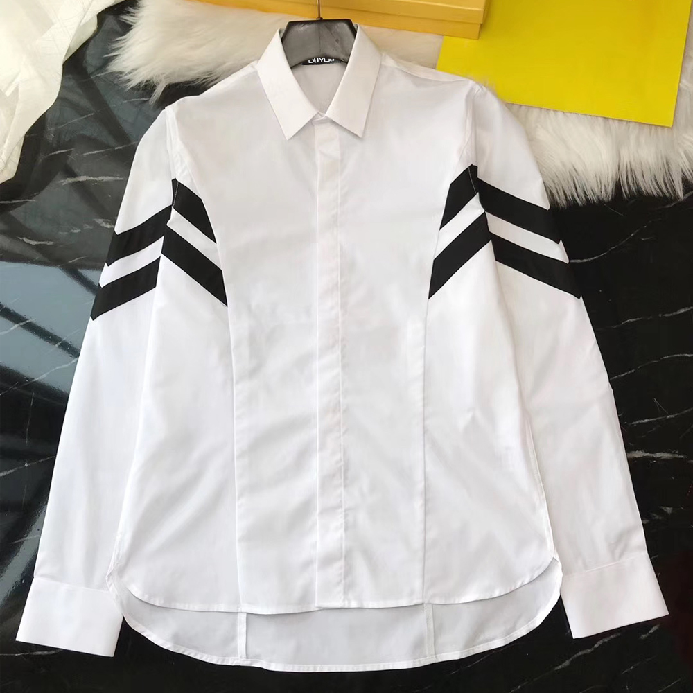 

Mens Cotton Dress Shirt Men Double Sleeve Stripe Print High Quality Slim Fit Casual Shirts Dy2294 306p, White