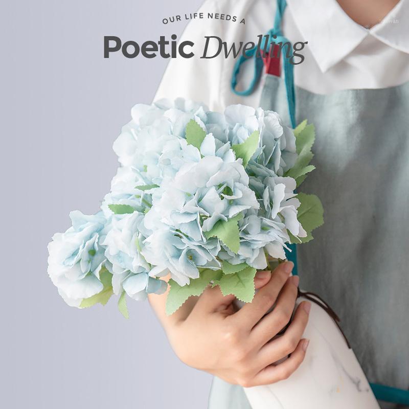 

5 Branches Hydrangea Silk Flower Decoration Simulation Bouquet High-end Home Wedding Arch Decoration Living Room Fake Flowers1, 06