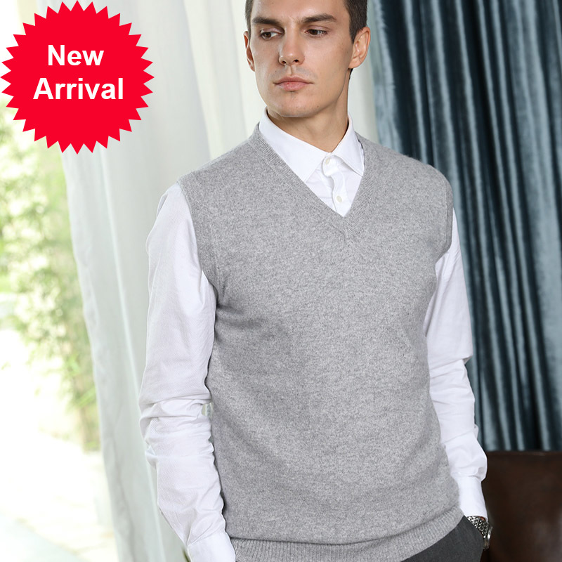 

2021 New Men's 100% Cashmere Tightly Knit Flat Mesh Sweater Vest Winter Sweaters Should Buy 2es9, Dark grey