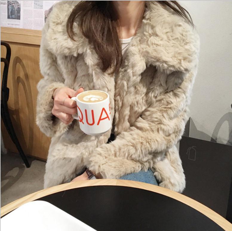 

Women'S Winter Autumn Korean Style Turn Down Collar Fake Fur Jackets Skinny Female Fashion Imitatin Fur Outwears S/2Xl J3176, Khaki