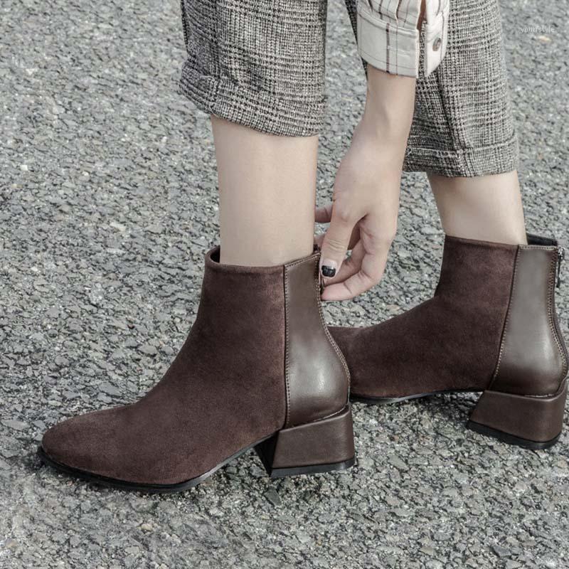 

Size 34-42 Women Short Boots Autumn Winter new Ankel Boots Thick Warmer 4.5cm Heel Plus Velvet Flat Shoes Female1, Lace black with fur