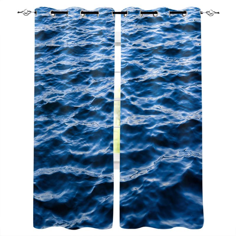 

Sea Wave Blue Nature Curtains In The Living Room Kitchen Bedroom Interior Decor Curtain Window Room Divider Home Decoration, As pic