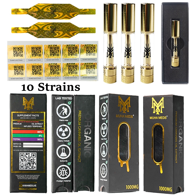 

MUHA MEDS Vape Carts Live Resin Gold Glass Thick Oil 0.8ml Atomizers Glass Tank E Cigarettes 510 Thread Dab Pen Wax Wholesale Empty Pre-Fill