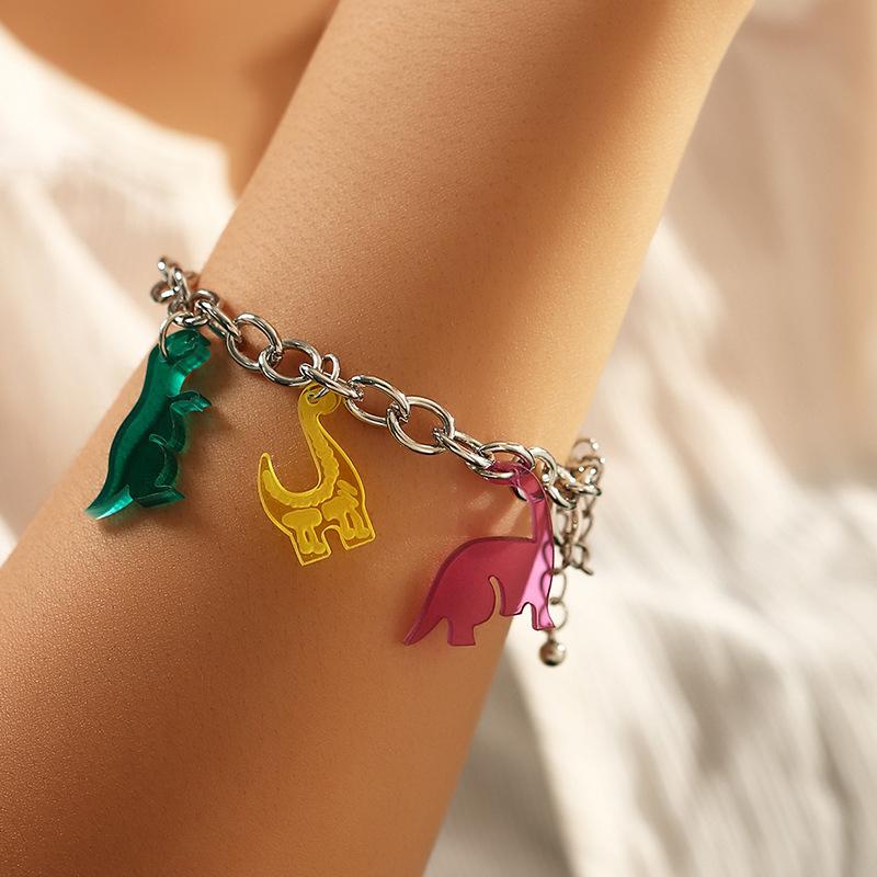 

Cute Cartoon Acrylic Dinosaurs Bracelets Candy Colors Resin Cartoon Animal Bracelet Birthday Gift Girls Woman Handmade Jewelry