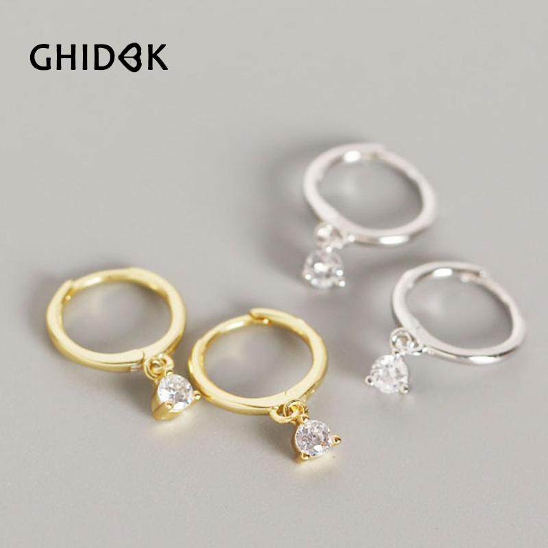 

Hoop & Huggie GHIDBK Minimalist S925 Silver Cubic Zirconia Earrings Delicate CZ Charm Earring Ins Geometric Hoops Gifts