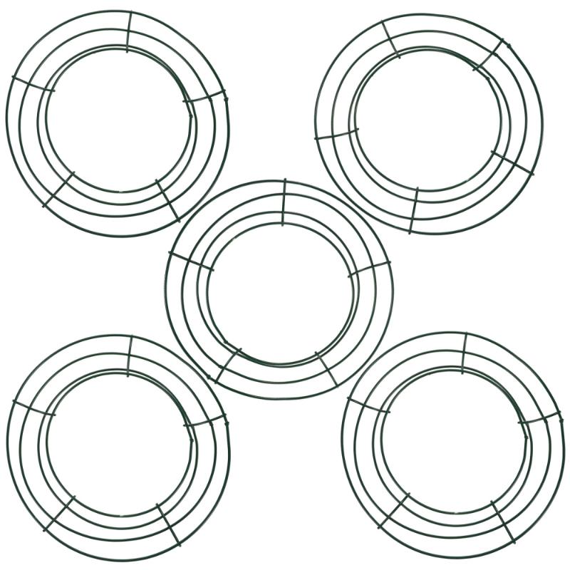 

5Pcs Wreath Frame Green Round Wire Wreath Making Ring Christmas Accessory