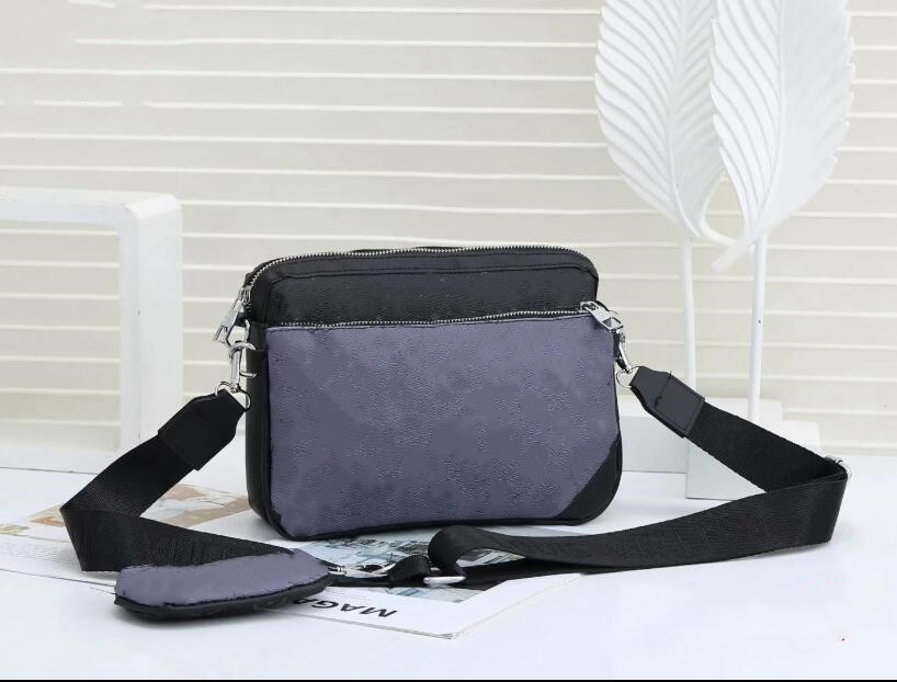 

Men Women Best selling handbag shoulder bags designer handbag fashion bag handbag wallet phone bags Three-piece combination bags free shoppi, Black and grey