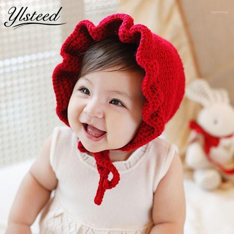

Winter Autumn Newborn Hat Lacing Kintted Hats Warm Baby Red Beanies For Christmas Baby Photo Props Fotografia Newborn1