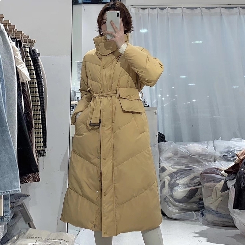 

Women 2021 New 90% White Casual Coat Long Winter Down Female Wind-proof Parkas Puffer Snow Jacket Outwear S8Y9, Beige