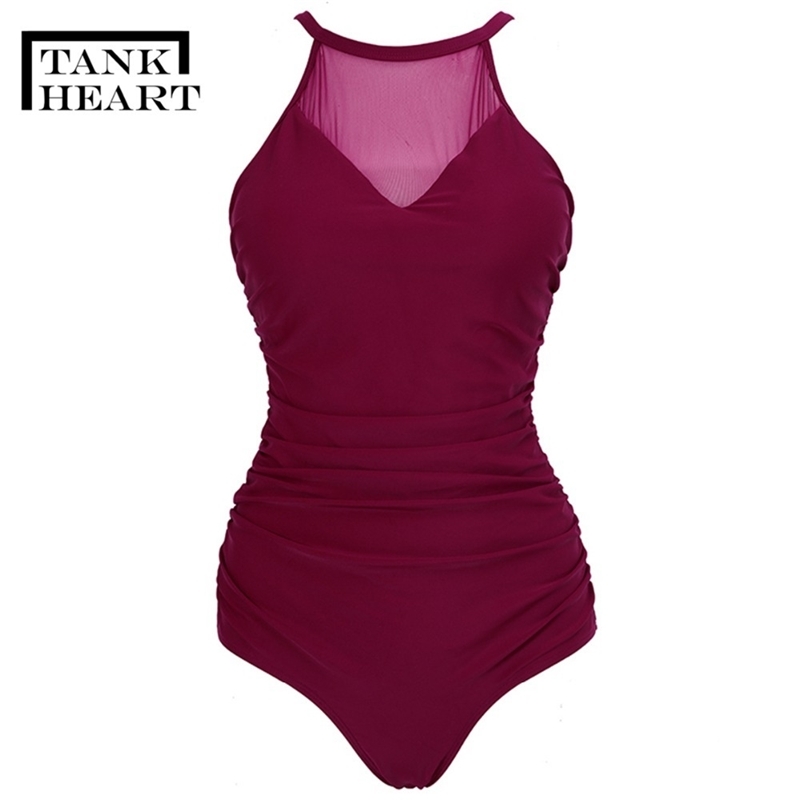 

Tank Heart Sexy Retro One-Piece Suits Monokini Plus Size Swimwear One Piece Swimsuit Badpak Trikini Bathing Suit Women 4XL Y200824, As show