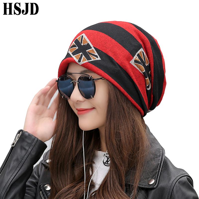 

2020 Female Letter Hip Hop Hat Cotton Cap Punk Style Women's Skullies Hats Winter Warm Print Scarf Dual-Use Caps Multifunction, Black