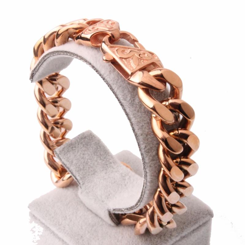 

Top Deasign Five Colors 316L Stainless Steel Curb Cuban Chain Bracelets Men Fashion Hip hop Bangles 7-40