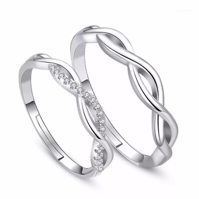 

Wedding Rings Sansheng Sanshi Peach Knot Ring Fashion Open Adjustable Silver Jewelry Bands For Couple, Slivery;golden