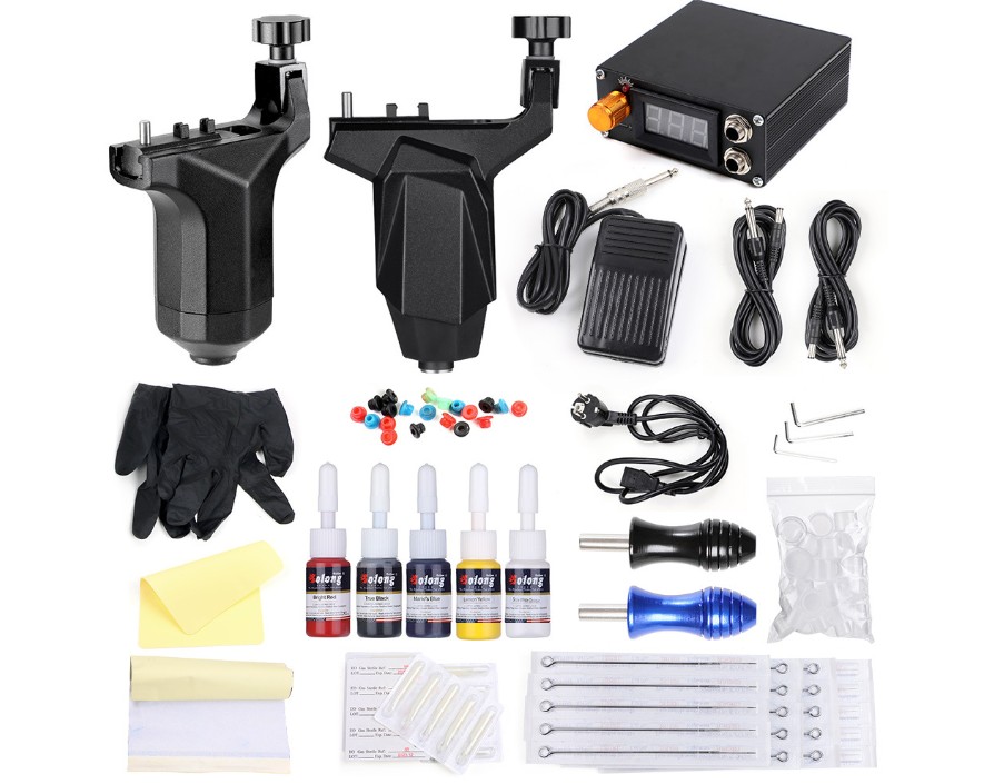

Complete Tattoo Kit attoo Machines Gun tattoo Ink Set Power Supply Grips Body Art Tools Set Tattoo Permanent Makeup Beginner