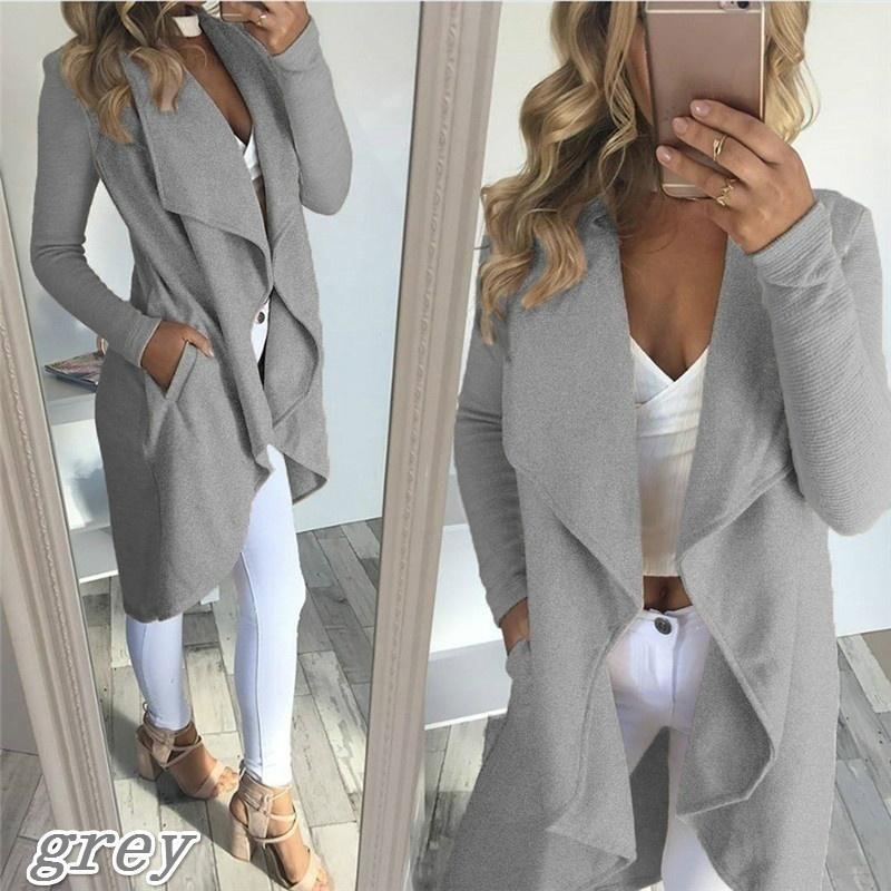 

Slim Lapel Trench Coat Women Tops -4XL Spring Autumn New Wild Long Ladies Clothes Long Sleeve Solid Color Coat Tide Outerwear