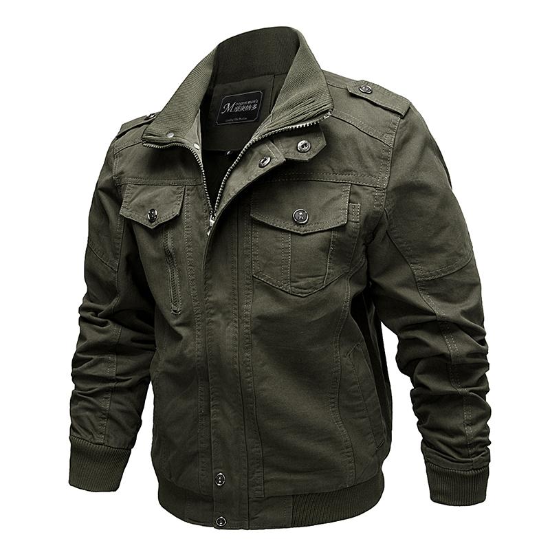 

Bomber Jacket Men Autumn Winter Windbreaker Jackets High Quality Cotton Coat Male Casual Coat Army Force Clothing, Black