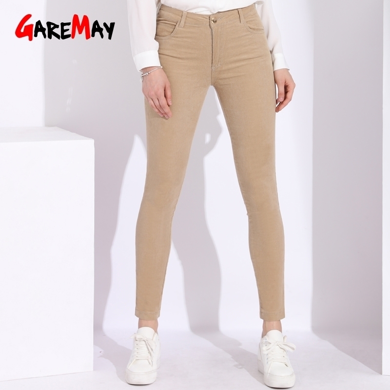 

High Waisted Corduroy Pants Womens 6xl Stretch Women Trousers Cotton Women's Pants Plus Size Women's Corduroy Trousers Female 201106, Coffee