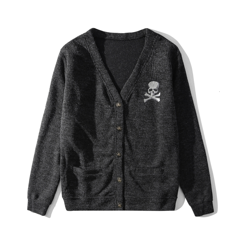 

2021 New Mastermind Japan Sweater Men Long Sleeve Cardigan Mens V-neck Sweaters Button Single Breasted Knitting Casual Clothing Cesf, Beige