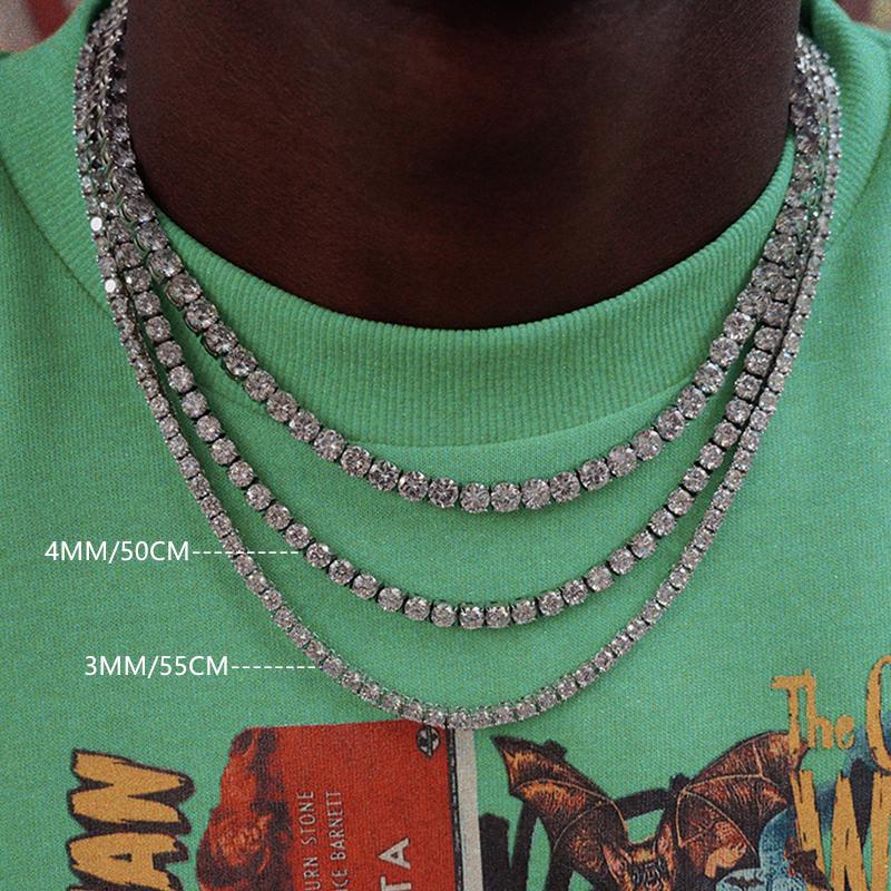 

HANGZHI 2021 New Hip Hop Punk Full-blended 5A Zircon Clavicle Chain Trend Tennis Chain Necklace For Men Women Girls Jewelry Gift