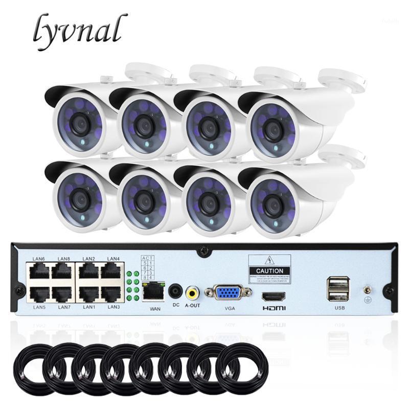

LYVNAL sony 1080p ip camera POE 48V 2mp Outdoor indoor 8CH POE NVR kiT h.265 Security Surveillance camera system kit1