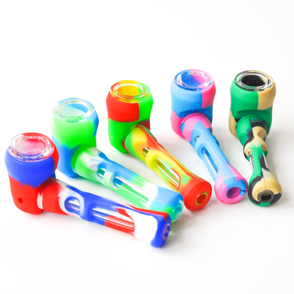 

Silicone Smoking Pipes 4.0inches Removable Tobacco Hand Pipe Oil Burner Dab Rig