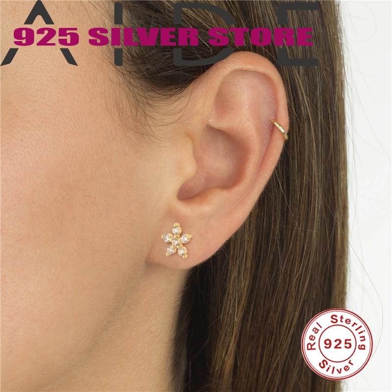 

Aide INS Style Boucle Oreille Femme Flower Zircon Pendientes Women's Stud Earrings 925 Sterling Silver 2021 Trend Fine Jewelry