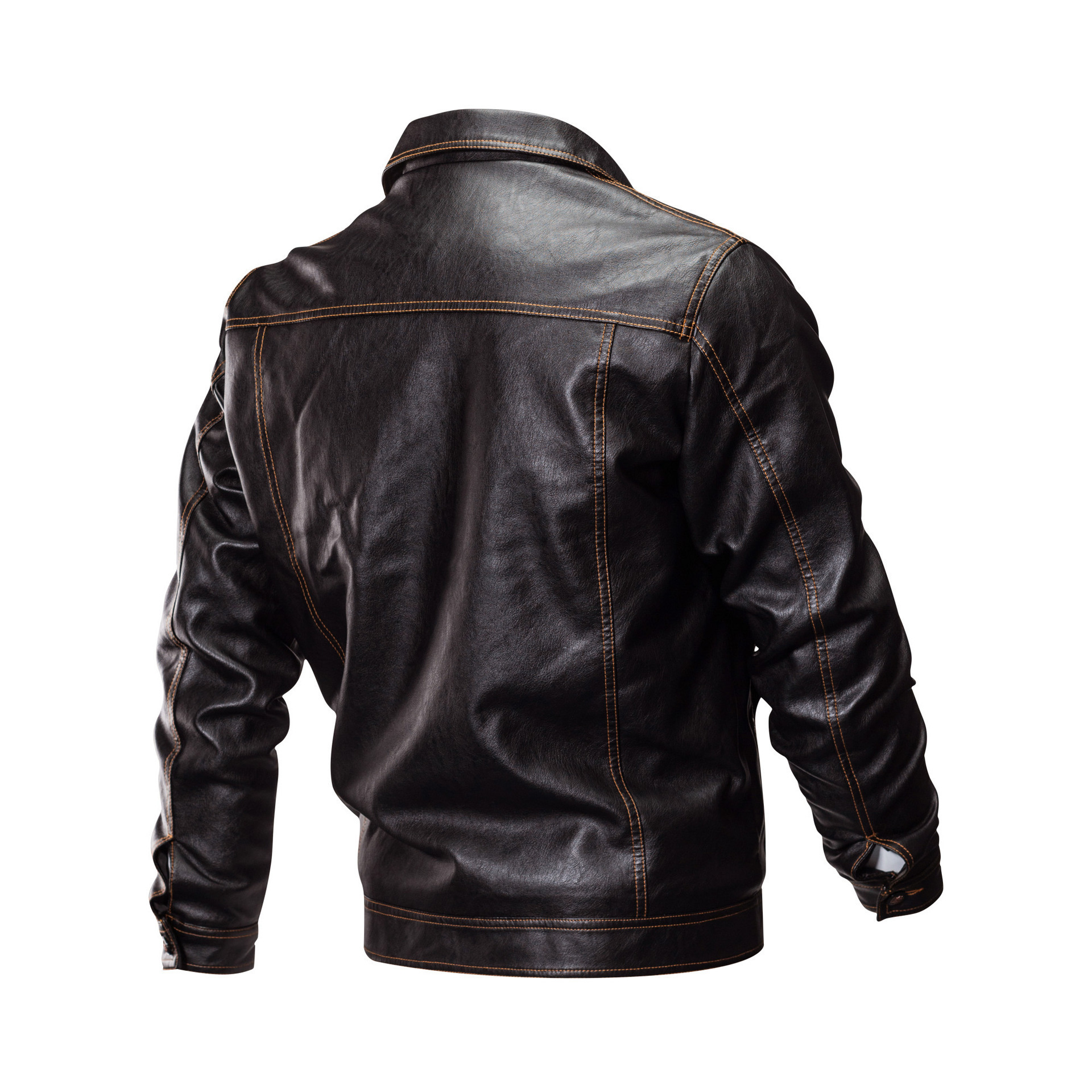 

2021 The New Winderbreaker Leather the Plutonium High Street Coat Turn Down Collar Jackets From Men Fine Casual Fit Outwear Jacket J6u9, Black