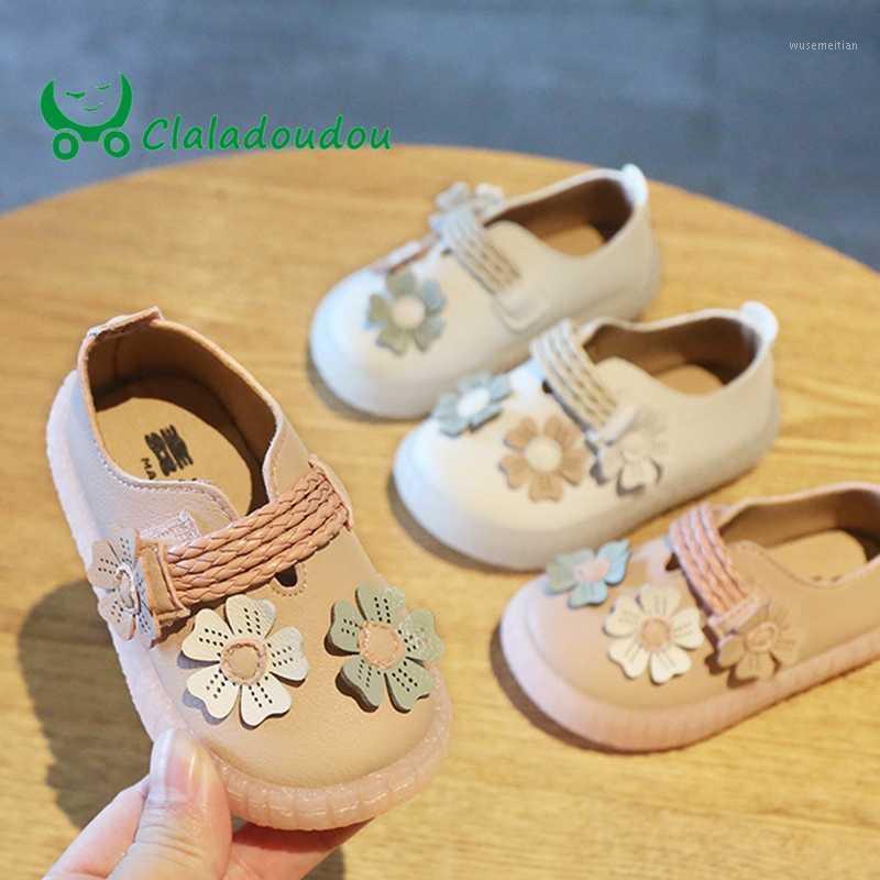 

Claladoudou12.5-14.5cm brand 2020 new soft baby shoes fashion flower PU leather toddler girls shoes first step beige pink flats1