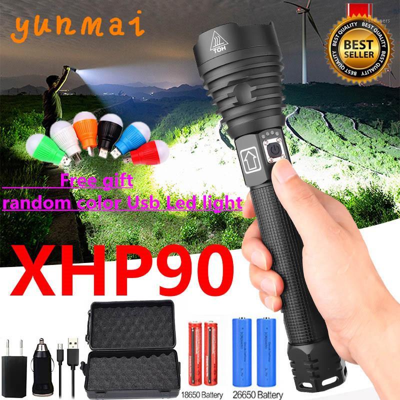 

2020 Outdoor Powerful XHP90 LED Lamp Zoom Torch 26650 USB Rechargeable Tactical Light Outdoor Camping Hunting Lamp1