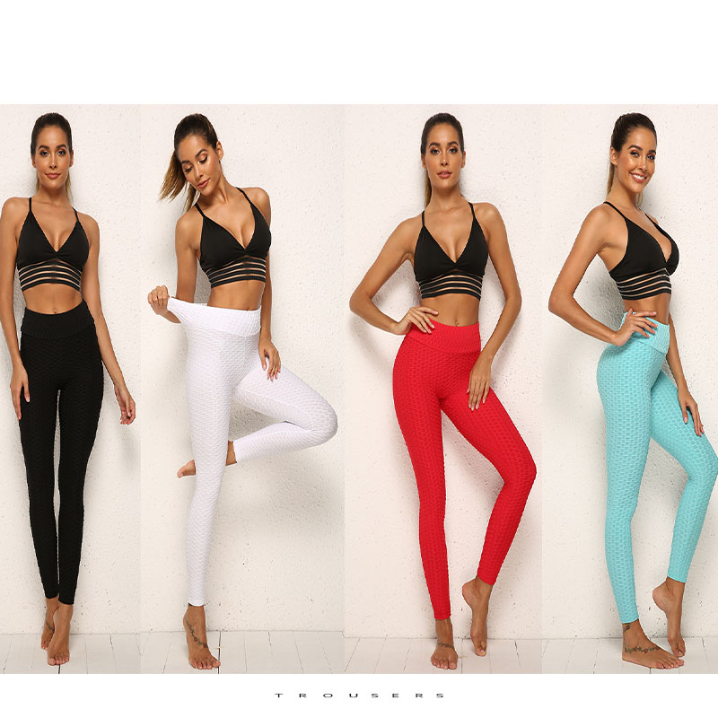 

Women Bubble Yoga Pant Girl High-waisted Buttock Sports Leggings Madam Lift Buttock Trousers 2021 Spring Summer Autumn Trend Candy Color, Red