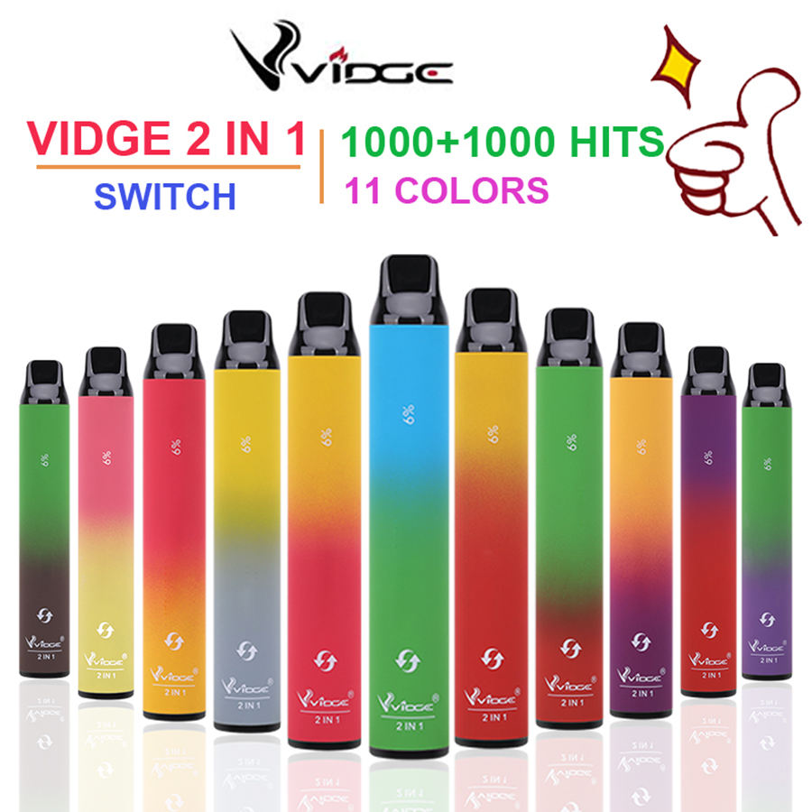 

Double Colors High Quality Disposable Device Vape pen VIDGE 2 IN 1 Shipping Fast Large Colors in Stock