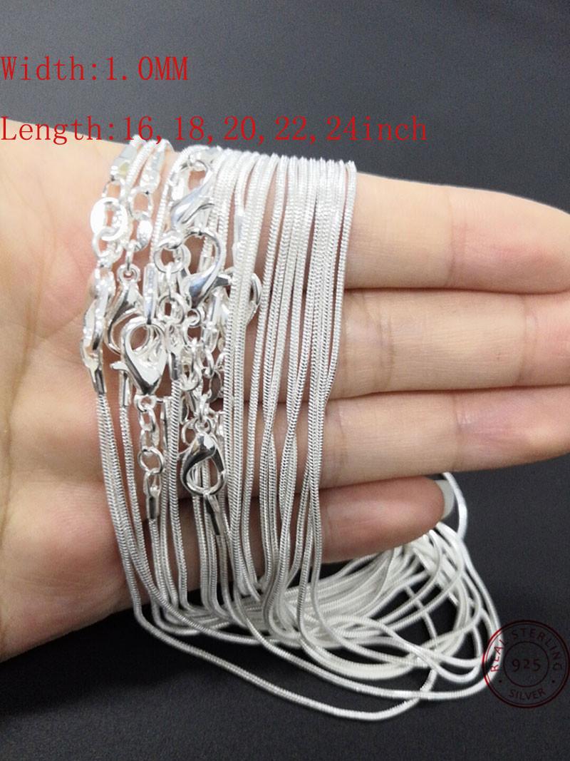 

10PCS factory wholesale Silver Plated Necklace Chain Jewelry women men fashion necklace for pendant 16,18,20,22,24 inch
