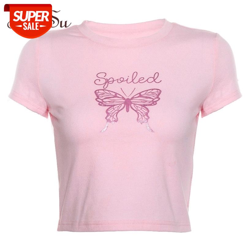 

ArtSu Kawaii Pink Shirt Short Sleeve Crop Top Cute Summer Tops Womens Tshirts Casual Funny T shirts Women Streetwear ASTS21035 #bZ2U, White