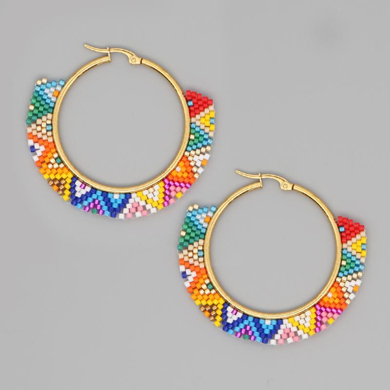 

Go2Boho Stainless Steel Hoop Earrings Miyuki Beaded Earrings Women Jewelry 2021 Trendy Bohemian Manufacturers Pendientes Gift