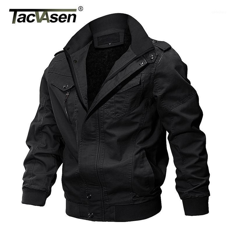 

TACVASEN Winter Men Jacket Coat Fleeced Parka Jacket Thicken Casual Cotton Multi-pockets Cargo Coat Windbreaker1, Khaki