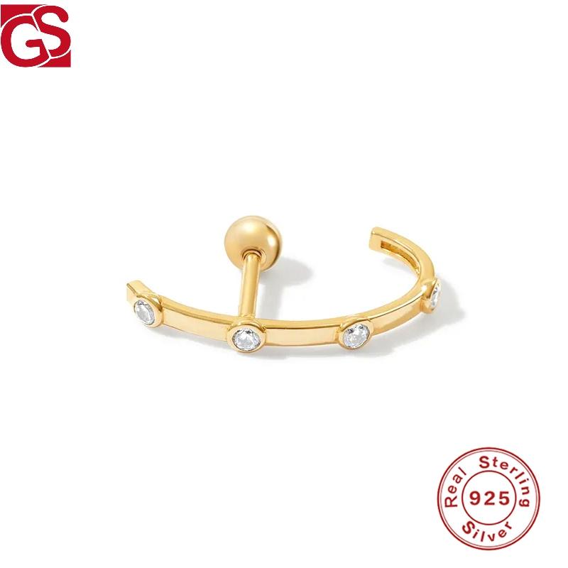 

Stud GS 925 Sterling Silver Earrings Irregular Zircon For Women Fashion Boucle Ooreille Femme Fine Jewelry Accessories