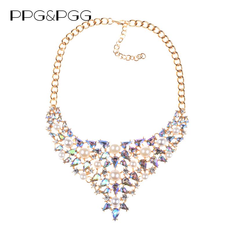 

PPG&PGG Hot Brand Bohemian Wedding Simulated Pearl Statement Necklace For Women Beads Collar Pendant Chokers Necklace