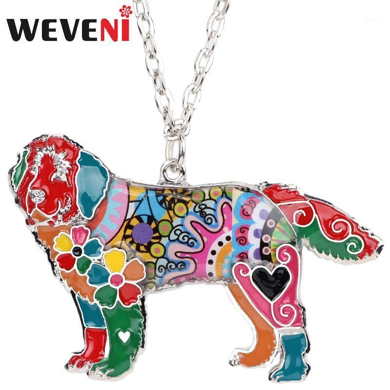 

WEVENI Enamel Alloy Newfoundland Dog Necklace Pendant Chain Sweater Choker Animal Pet Jewelry For Women Girls Gift Accessories1