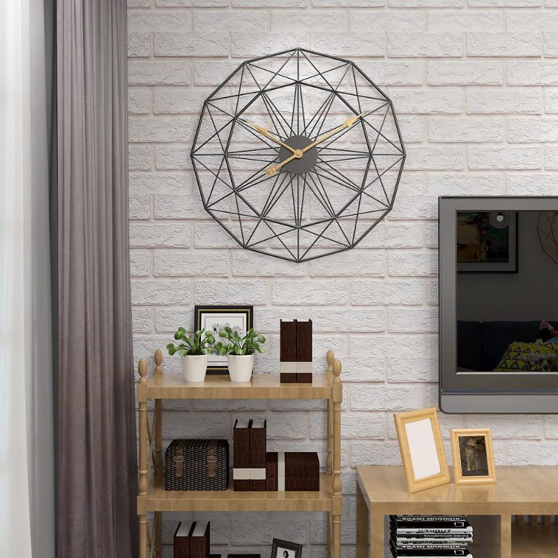 

50cm Luxury Retro Nordic Type Iron Art Large Silent Hanging Wall Clock Mute Hanger Clocks Home Living Room Bedroom Decor