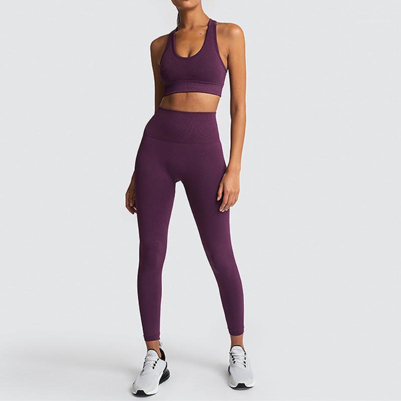 

Women Seamless Yoga Set Fitness Sports Suits Gym Clothing Long Sleeve Crop Top Shirts High Waist Running Leggings Workout Pants1, Black