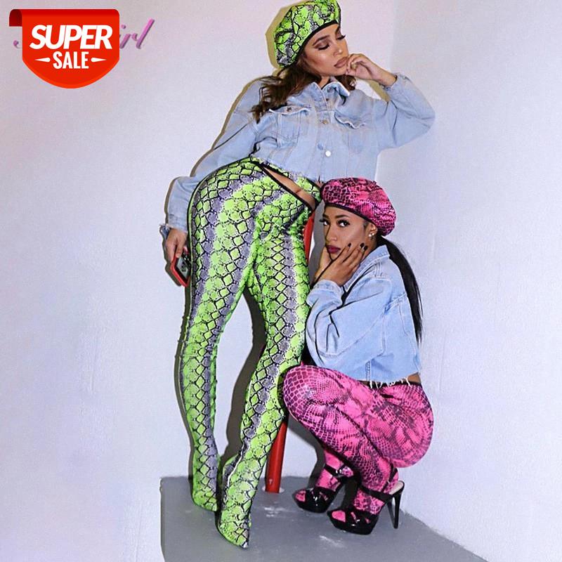 

Casual Snake Print High Waist Hollow Out Skinny Stockings Pants Women 2020 Leggings Outfit Streetwear Trousers Sporty Sweatpants #2k8H, Black;white