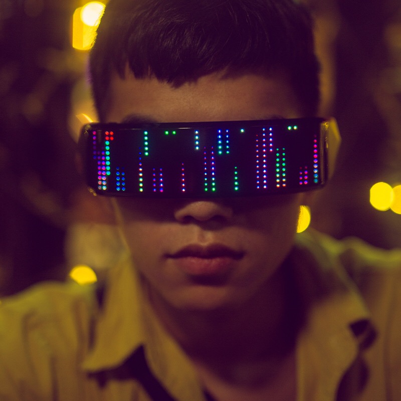 

Original App Control DIY Multicolored LED glasses Glowing and Flashing Cyberpunk Party Rave Festival Light Up VS Sunglasses for Man Woman