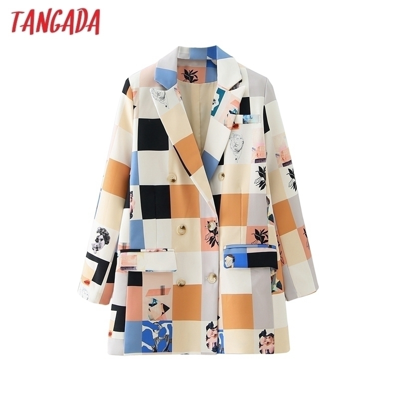 

Tangada autumn winter women fashion print blazer female long sleeve jacket ladies casual loose blazer tops DA19 201201, Multi